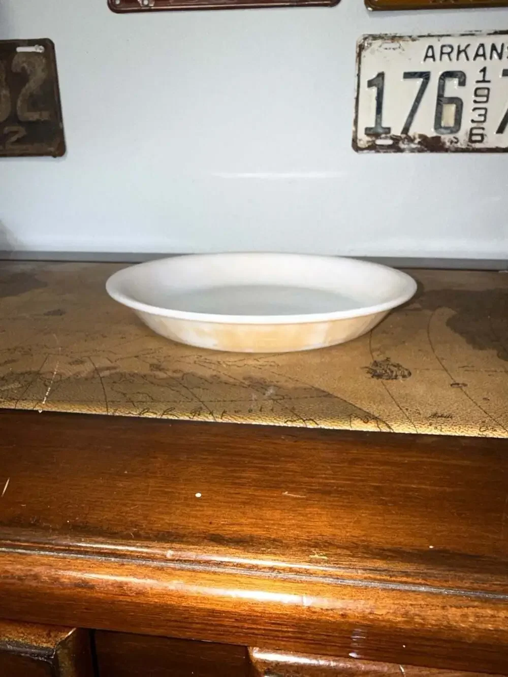 VTG Fire-King 9” Peach Lustre Milk Glass Pie Plate #460